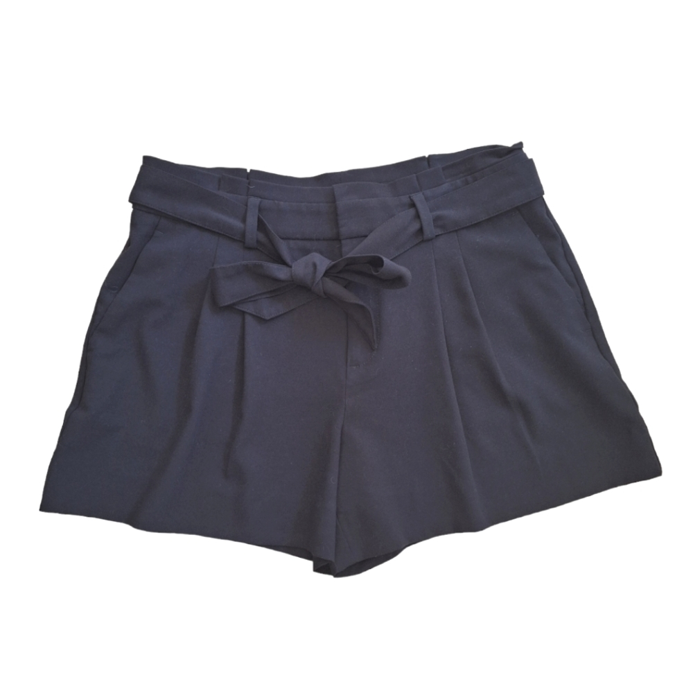 Banana Republic Black High Waist Pleated Tie Front Belt Shorts sz8